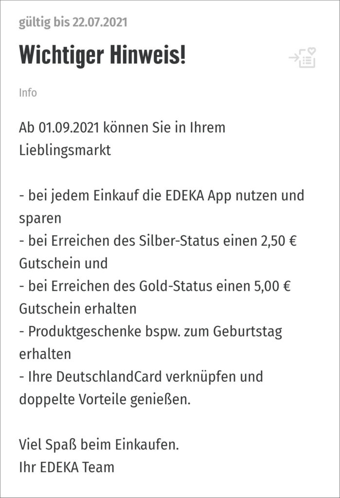 EDEKA App Genuss+ Info-Coupon